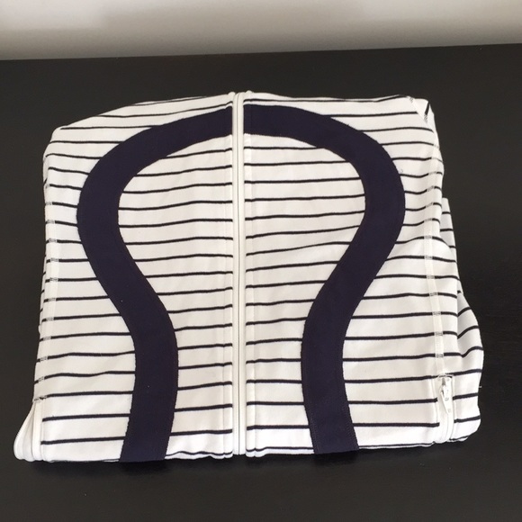 Lulu navy and white striped zip up - Picture 2 of 2